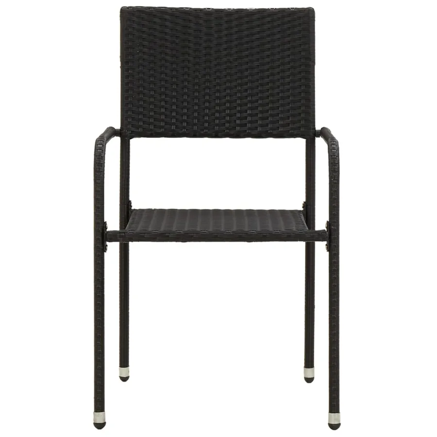 Mobilier à dîner d'extérieur 3 pcs Résine tressée Noir - 5