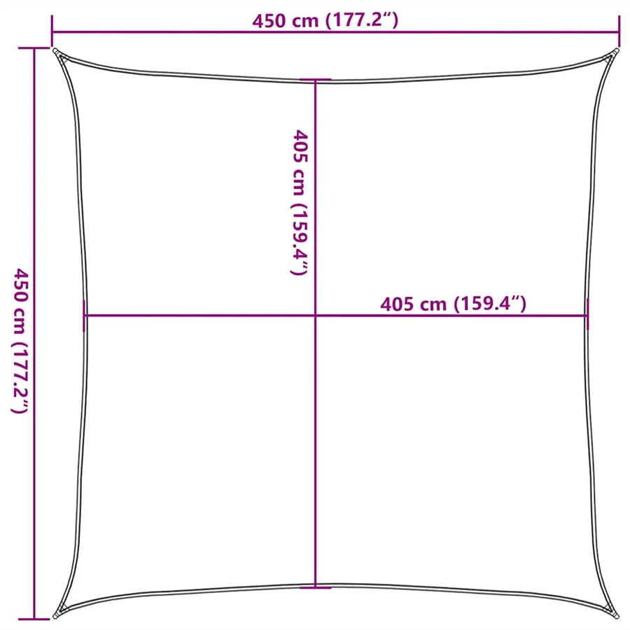 Voile d'ombrage 160 g/m² Rouge 4,5x4,5 m PEHD - 10