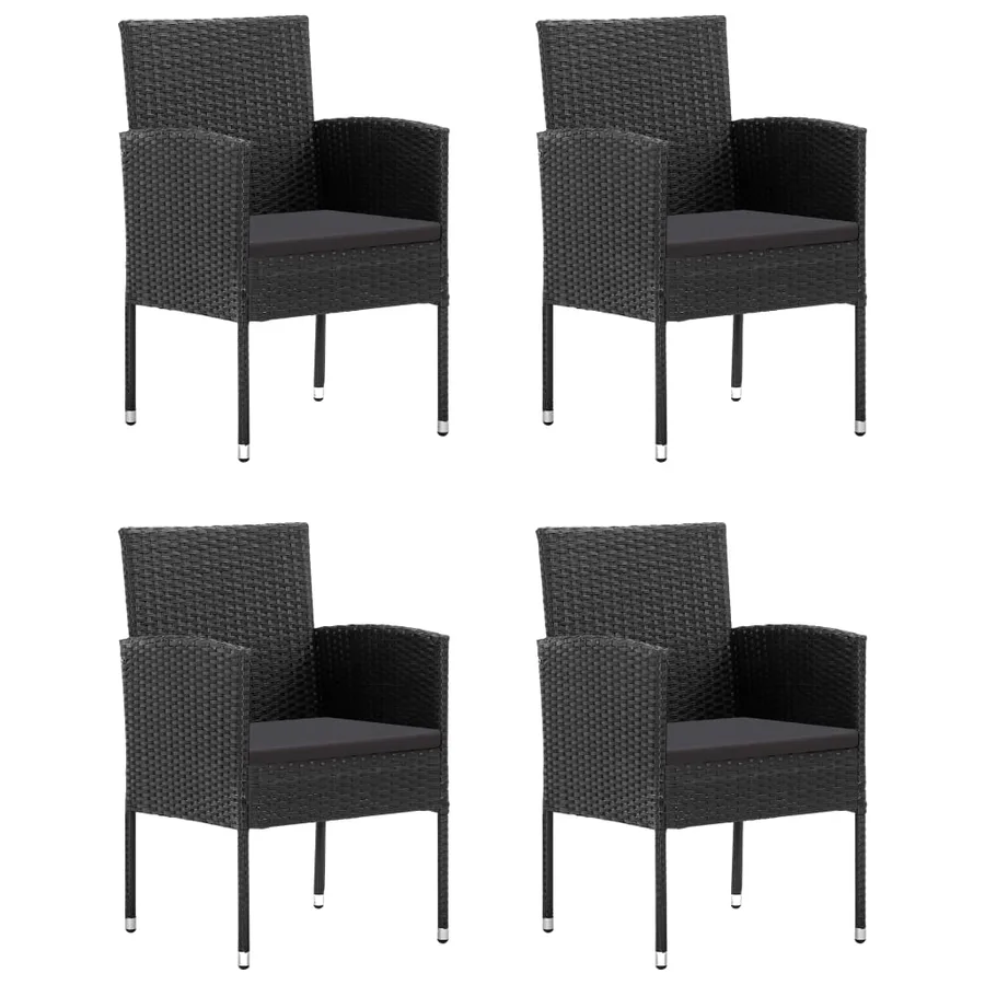 Ensemble à manger de jardin 5 pcs Résine tressée Noir - 3