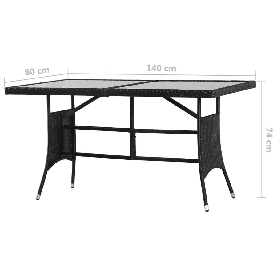 Ensemble à manger de jardin 5 pcs Résine tressée Noir - 9