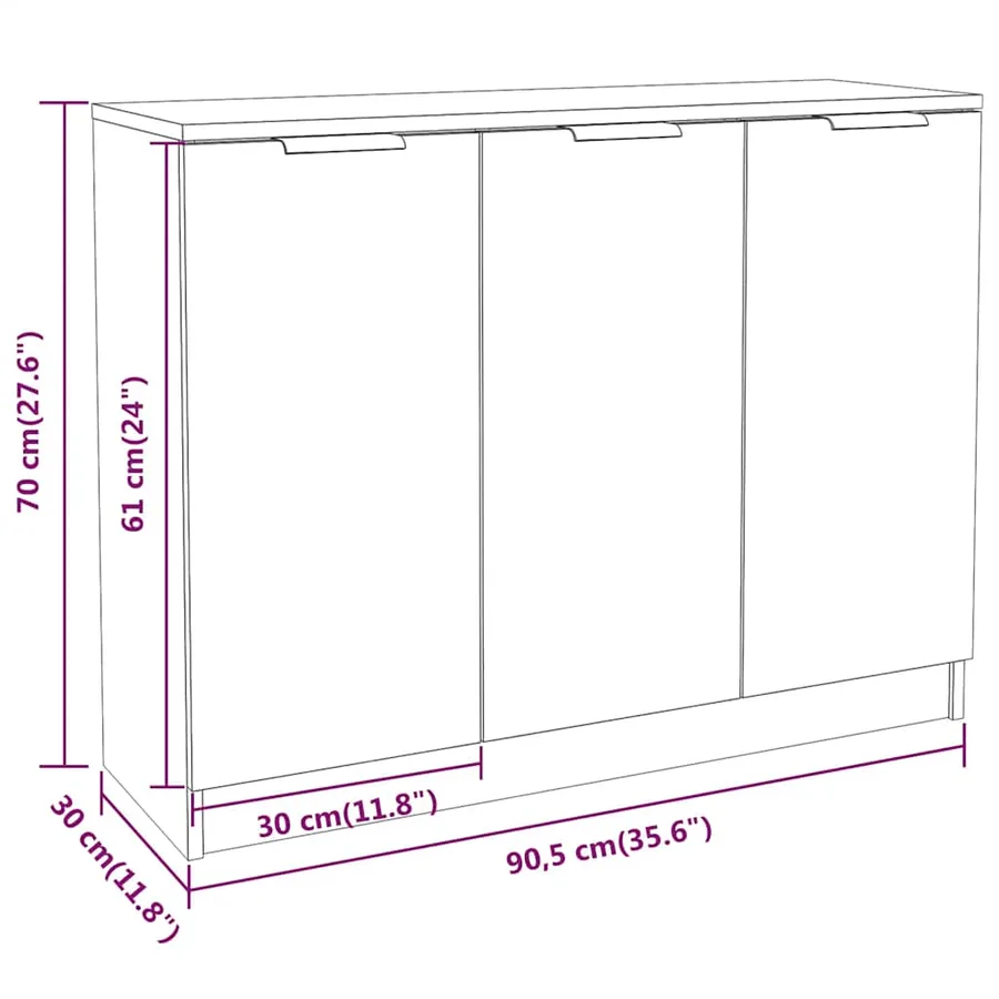 Buffet Chêne sonoma 90,5x30x70 cm Bois d'ingénierie - 9