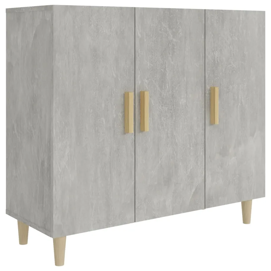 Buffet gris béton 90x34x80 cm bois d'ingénierie - 2