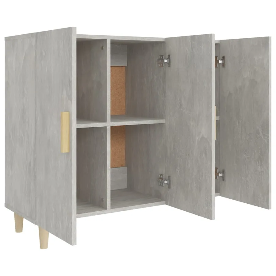 Buffet gris béton 90x34x80 cm bois d'ingénierie - 4