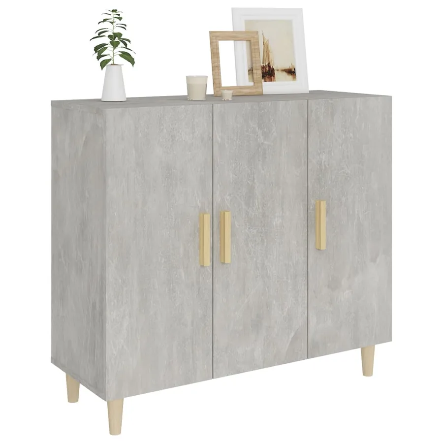 Buffet gris béton 90x34x80 cm bois d'ingénierie - 7