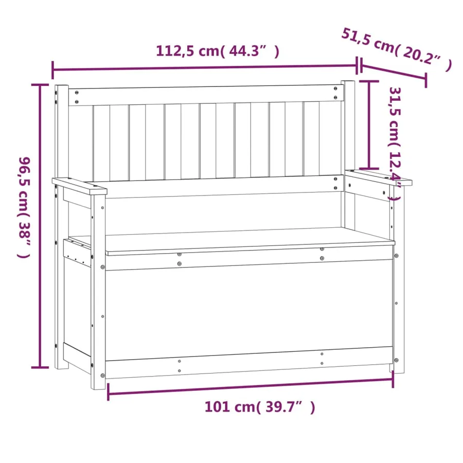 Banc Blanc 112,5x51,5x96,5 cm Bois de pin massif - 9