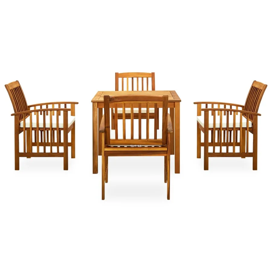 Ensemble à manger de jardin 5 pcs avec coussins Acacia solide - 2