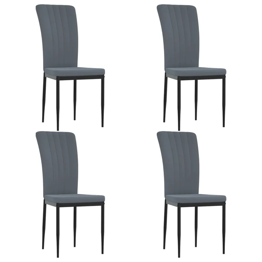 Chaises à manger lot de 4 Gris foncé Velours - 2