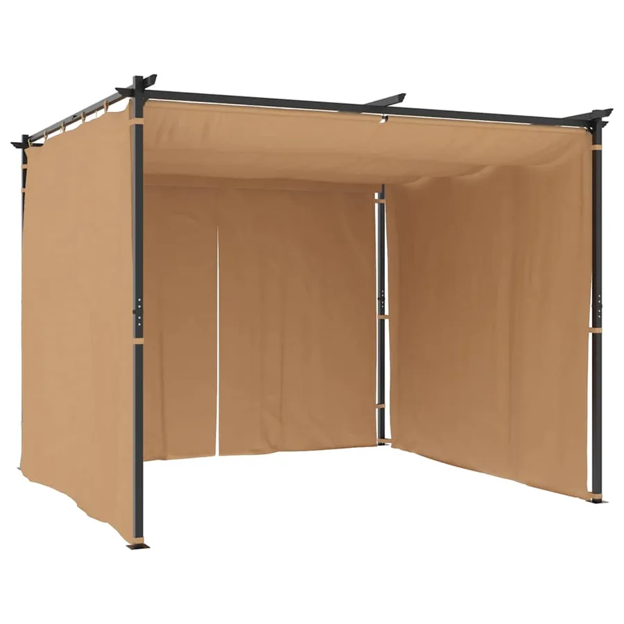 Tonnelle avec rideaux 3x3 m Taupe Acier - 5