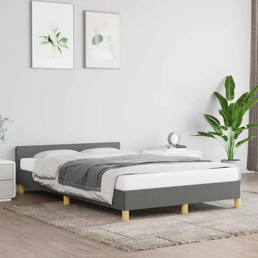 Cadre de lit sans matelas gris foncé 120x200 cm tissu