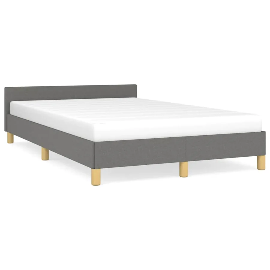 Cadre de lit sans matelas gris foncé 120x200 cm tissu - 2