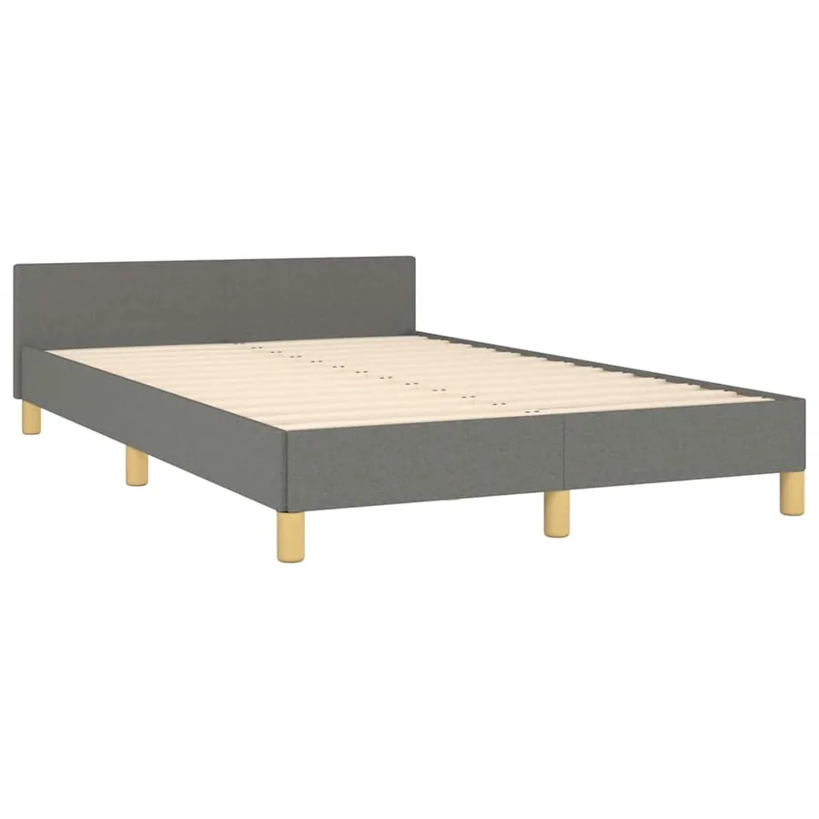 Cadre de lit sans matelas gris foncé 120x200 cm tissu - 4