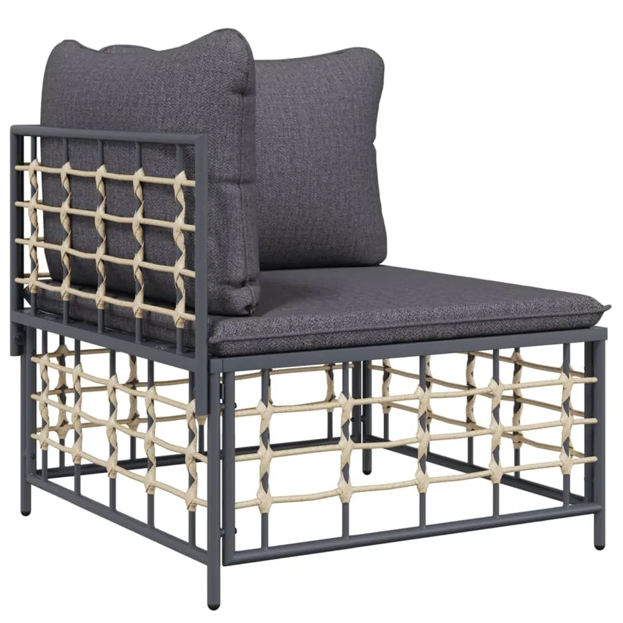 Salon de jardin 4 pcs avec coussins anthracite résine tressée - 4