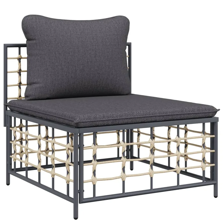 Salon de jardin 4 pcs avec coussins anthracite résine tressée - 5