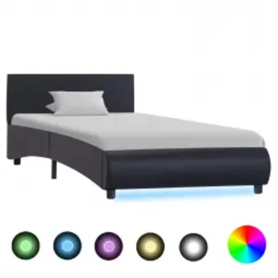 Cadre de lit avec LED sans matelas noir 100x200 cm