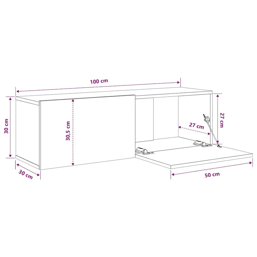 Meubles TV muraux 2pcs chêne sonoma 100x30x30cm bois ingénierie