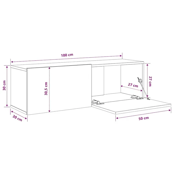 Meubles TV muraux 2pcs chêne sonoma 100x30x30cm bois ingénierie