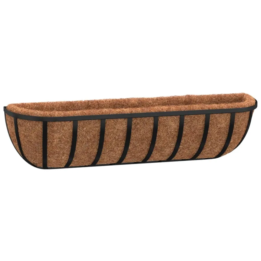 Jardinières murales 2 pcs en coco noir 76x21x16 cm acier - 3