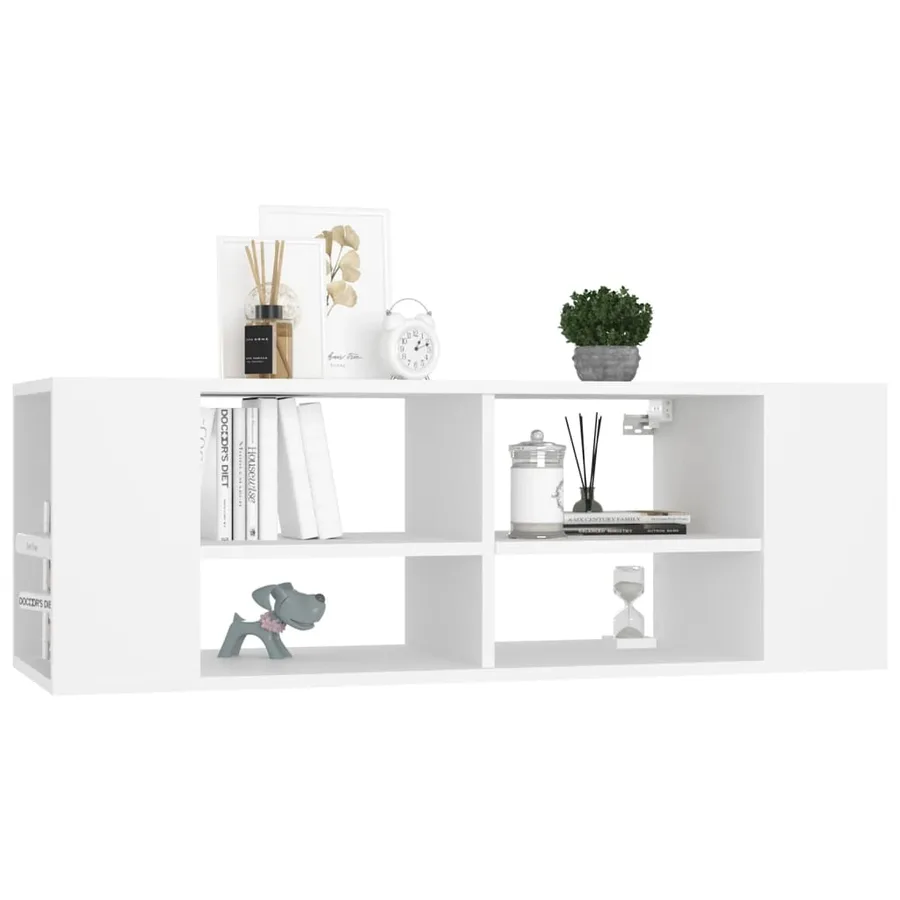 Meuble TV mural Blanc 102x35x35 cm Bois d’ingénierie - 3