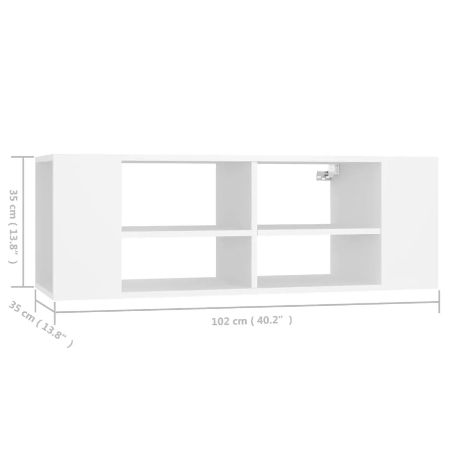 Meuble TV mural Blanc 102x35x35 cm Bois d’ingénierie - 7