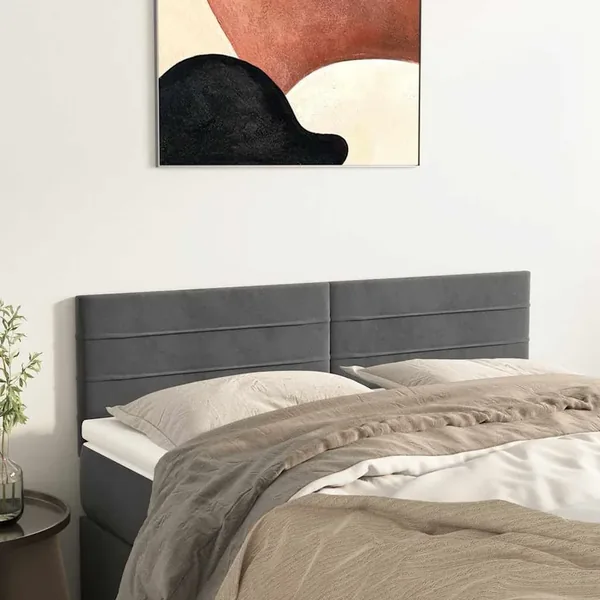 Têtes de lit Gris foncé 144x5x78/88 cm Velours
