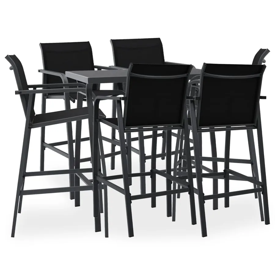 Ensemble de bar de jardin 7 pcs Noir