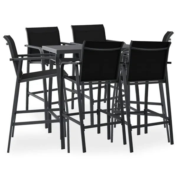 Ensemble de bar de jardin 7 pcs Noir