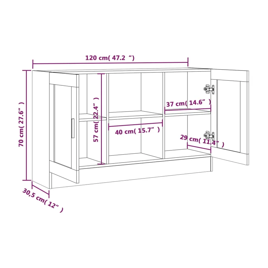 Buffet Chêne fumé 120x30,5x70 cm Bois d'ingénierie - 9