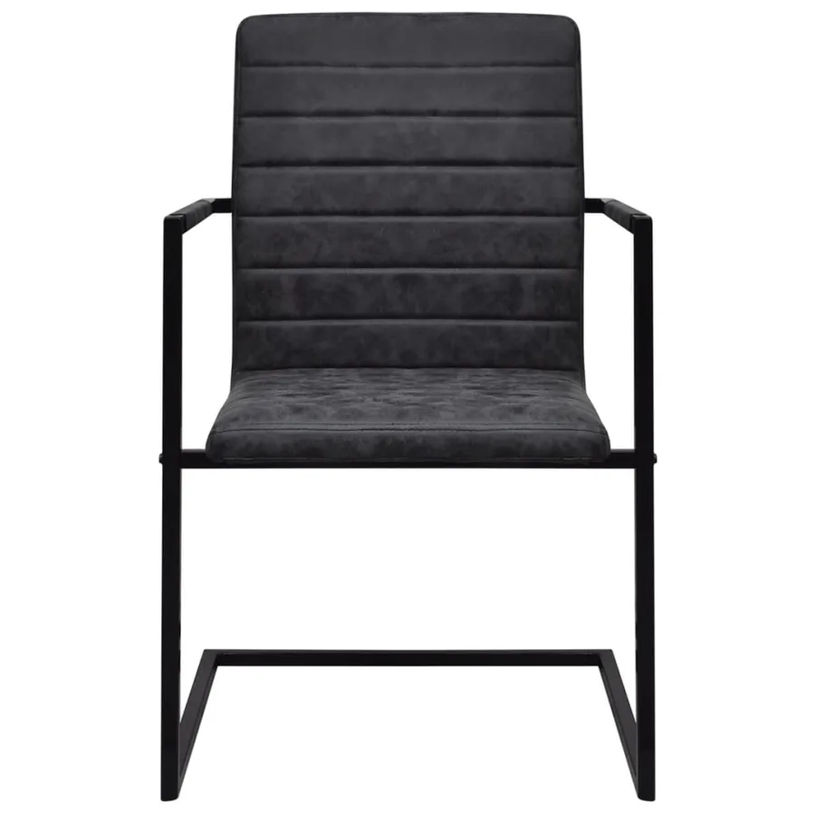 Chaises à manger cantilever lot de 4 noir similicuir - 3