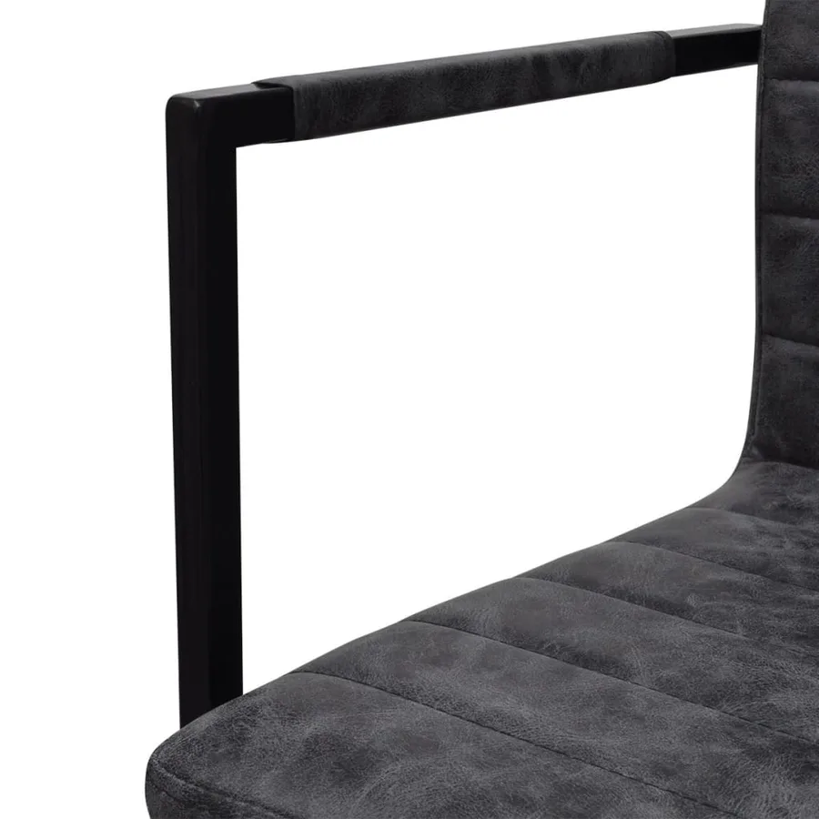 Chaises à manger cantilever lot de 4 noir similicuir - 5