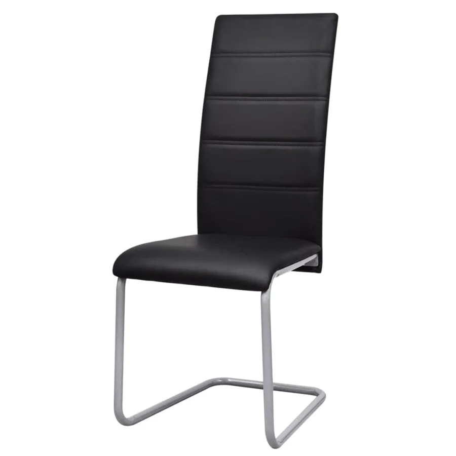 Chaises à manger cantilever lot de 6 noir similicuir - 2