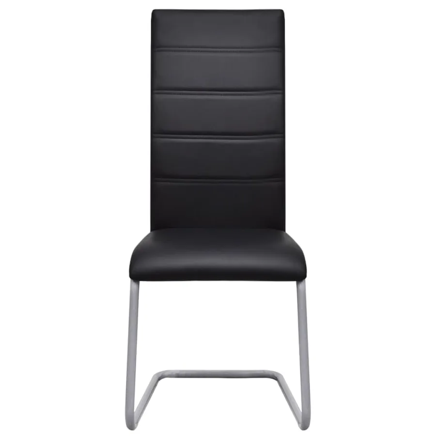 Chaises à manger cantilever lot de 6 noir similicuir - 3