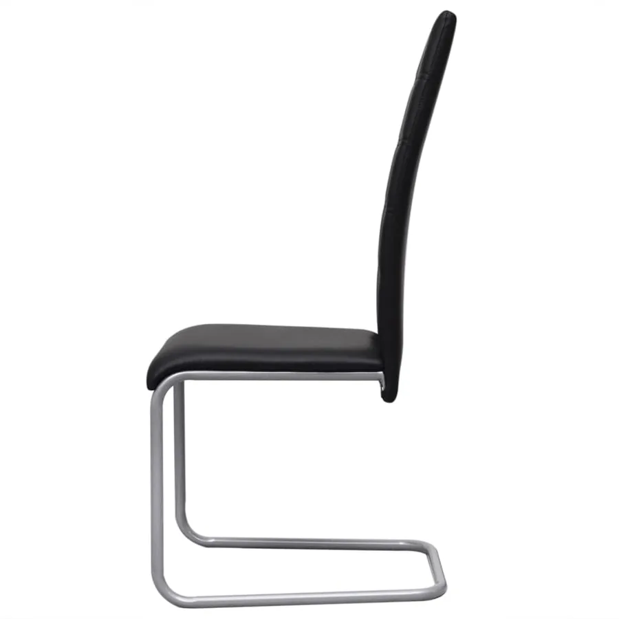 Chaises à manger cantilever lot de 6 noir similicuir - 4