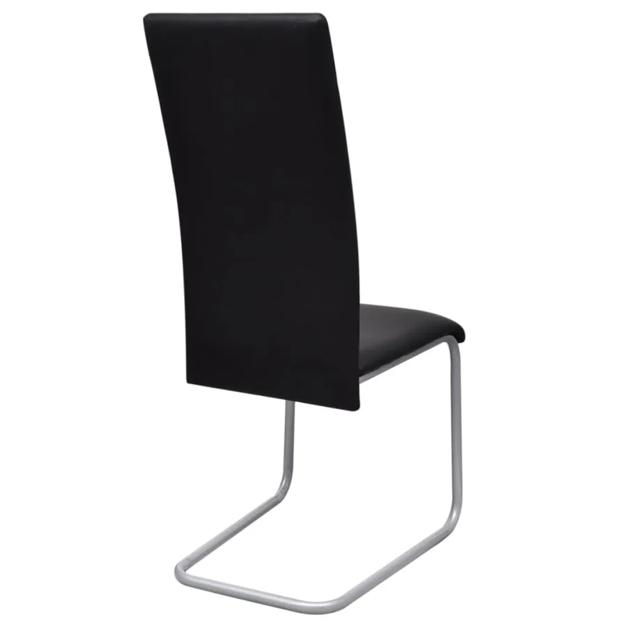 Chaises à manger cantilever lot de 6 noir similicuir - 5