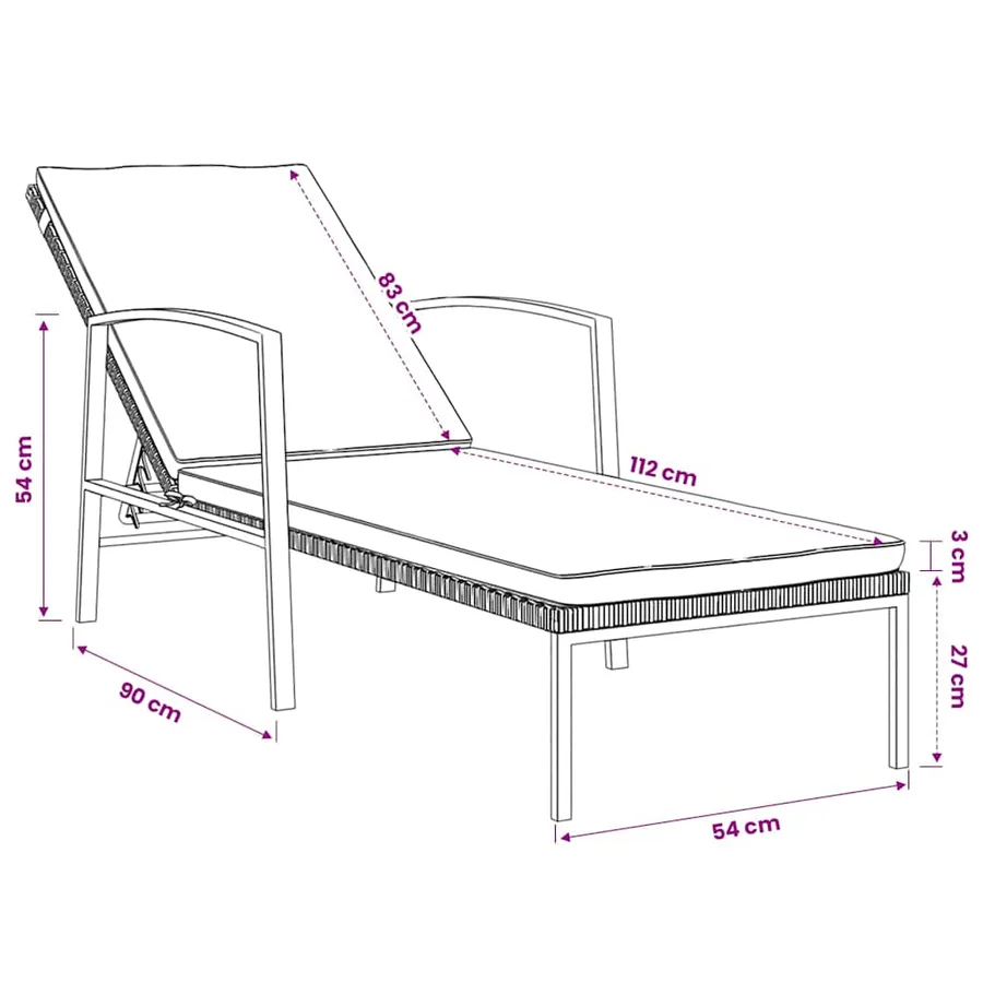 Chaises longues lot de avec table Résine tressée Gris - 11