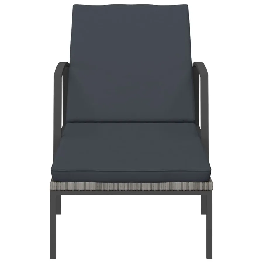 Chaises longues lot de avec table Résine tressée Gris - 4