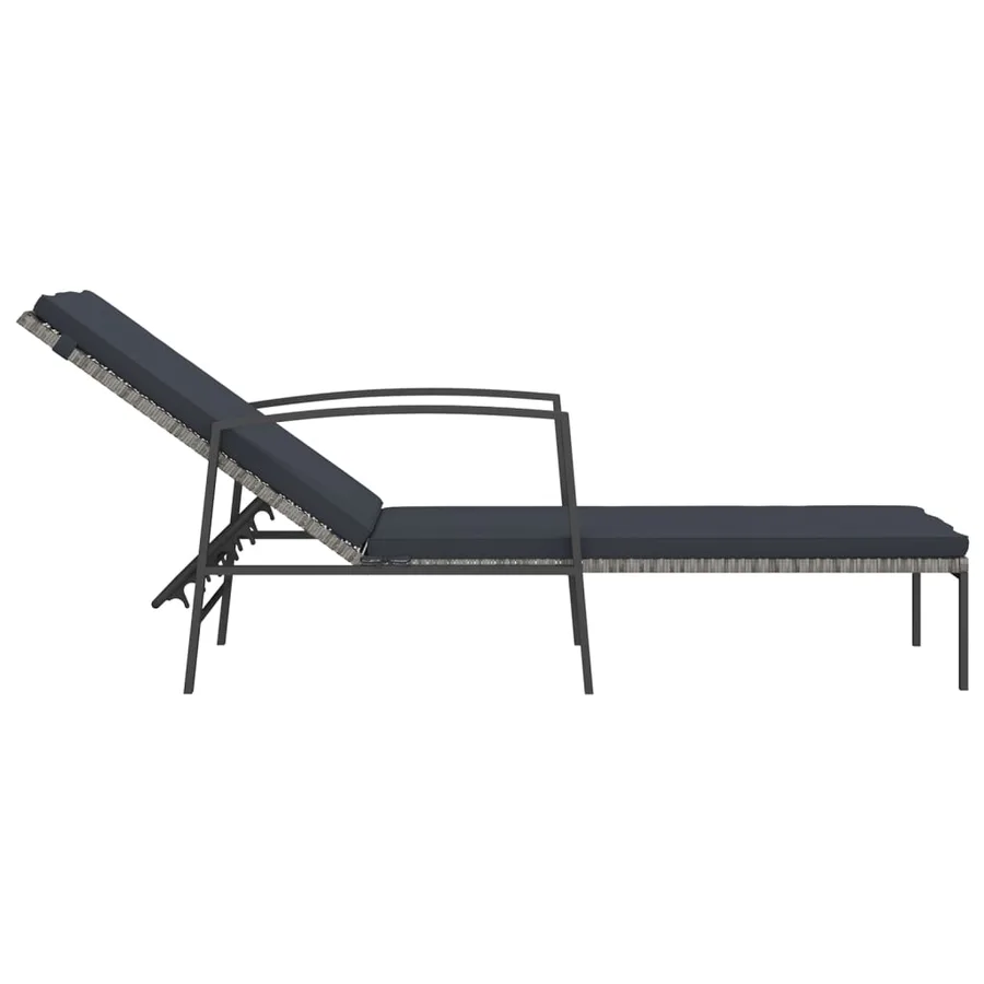Chaises longues lot de avec table Résine tressée Gris - 5