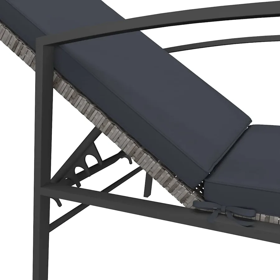 Chaises longues lot de avec table Résine tressée Gris - 8