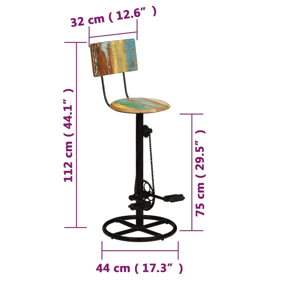 Tabourets de bar lot de 2 bois de récupération massif - 10