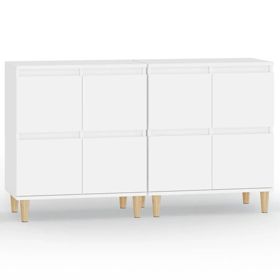 Buffets 2 pcs blanc 60x35x70 cm bois d'ingénierie - 2