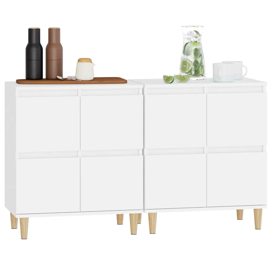 Buffets 2 pcs blanc 60x35x70 cm bois d'ingénierie - 4