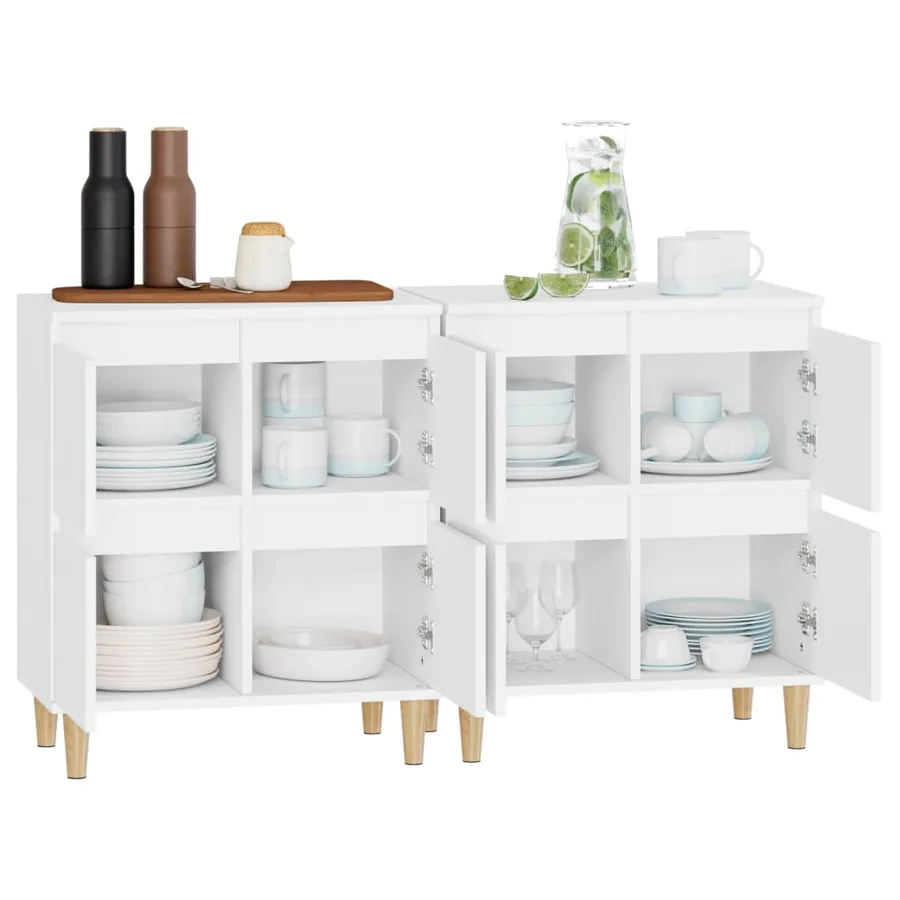 Buffets 2 pcs blanc 60x35x70 cm bois d'ingénierie - 5