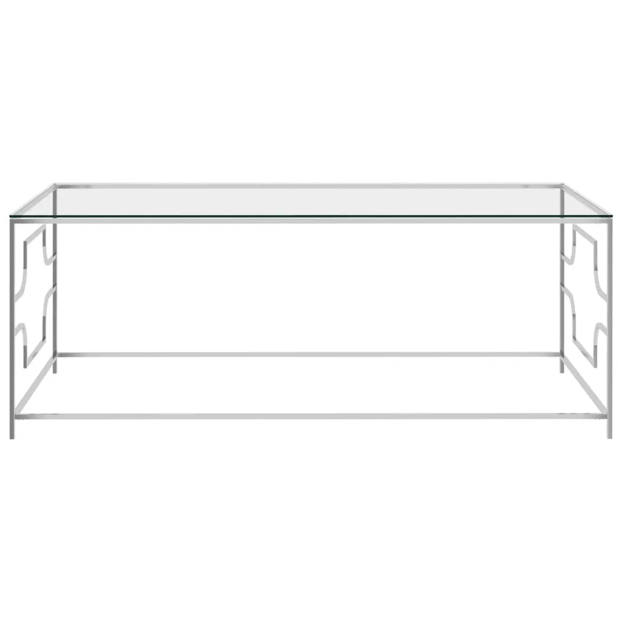 Table basse Argenté 120x60x45 cm Acier inoxydable et verre - 2