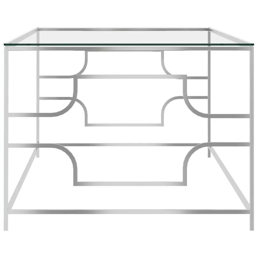 Table basse Argenté 120x60x45 cm Acier inoxydable et verre - 3