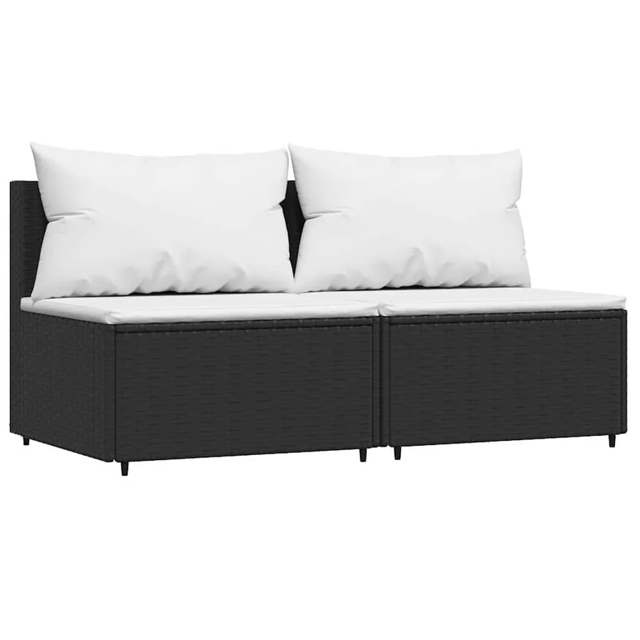 Salon de jardin 3 pcs avec coussins Noir Résine tressée - 3