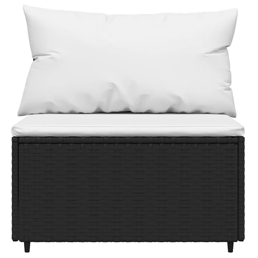 Salon de jardin 3 pcs avec coussins Noir Résine tressée - 5