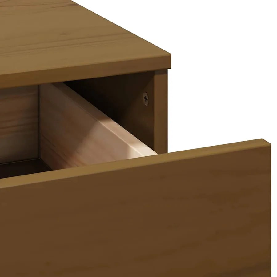 Ensemble de coiffeuse avec LED Marron miel Bois de pin solide - 10