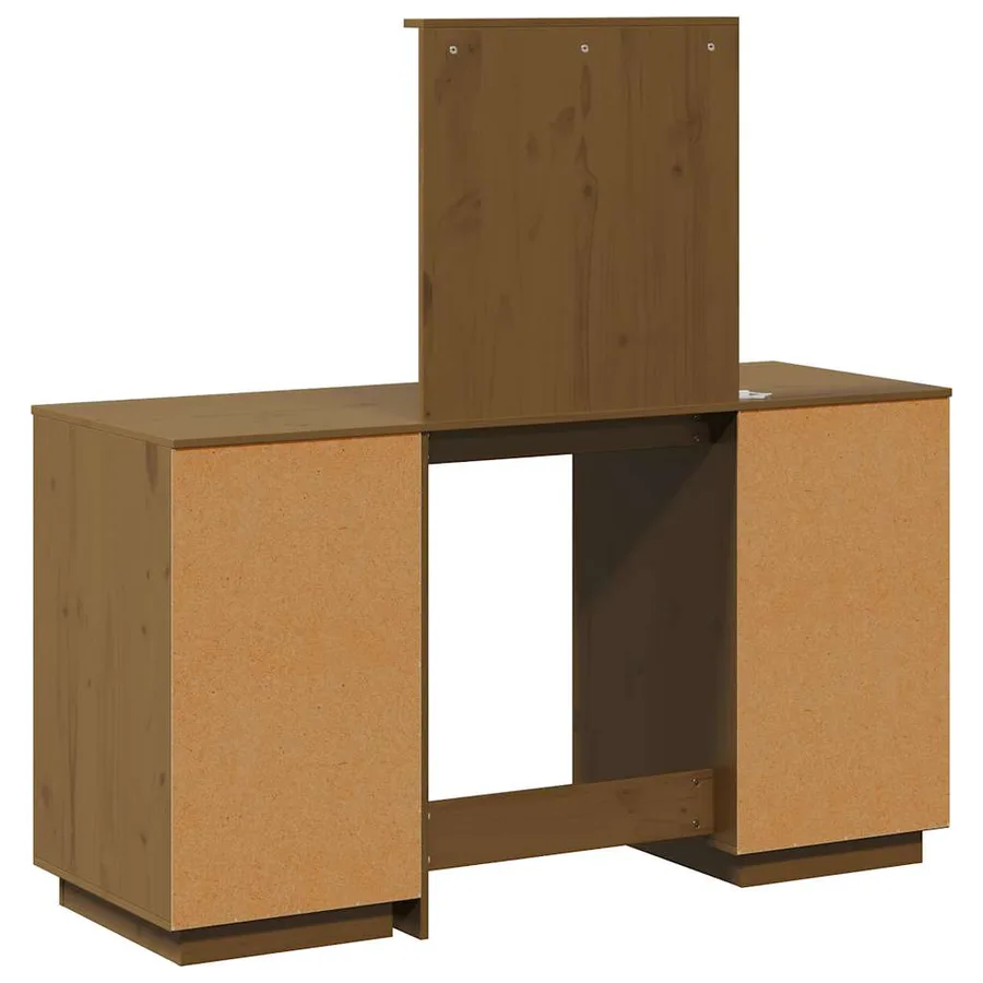 Ensemble de coiffeuse avec LED Marron miel Bois de pin solide - 7