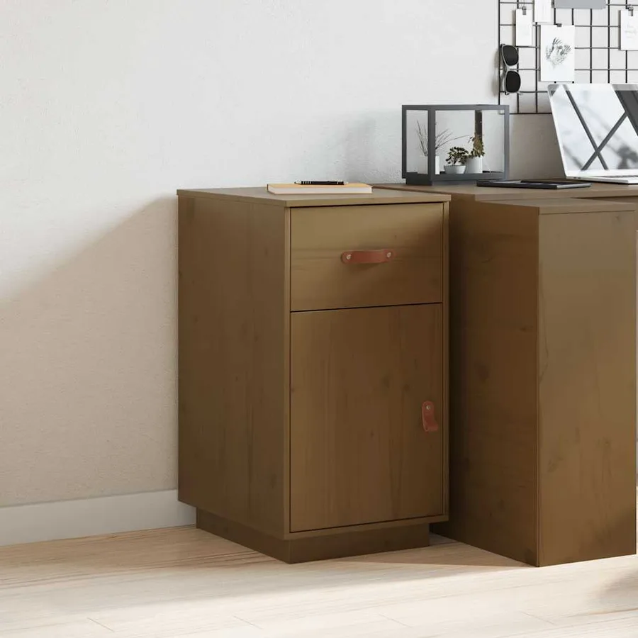 Armoire de bureau Marron miel 40x50x75 cm Bois massif de pin - 3