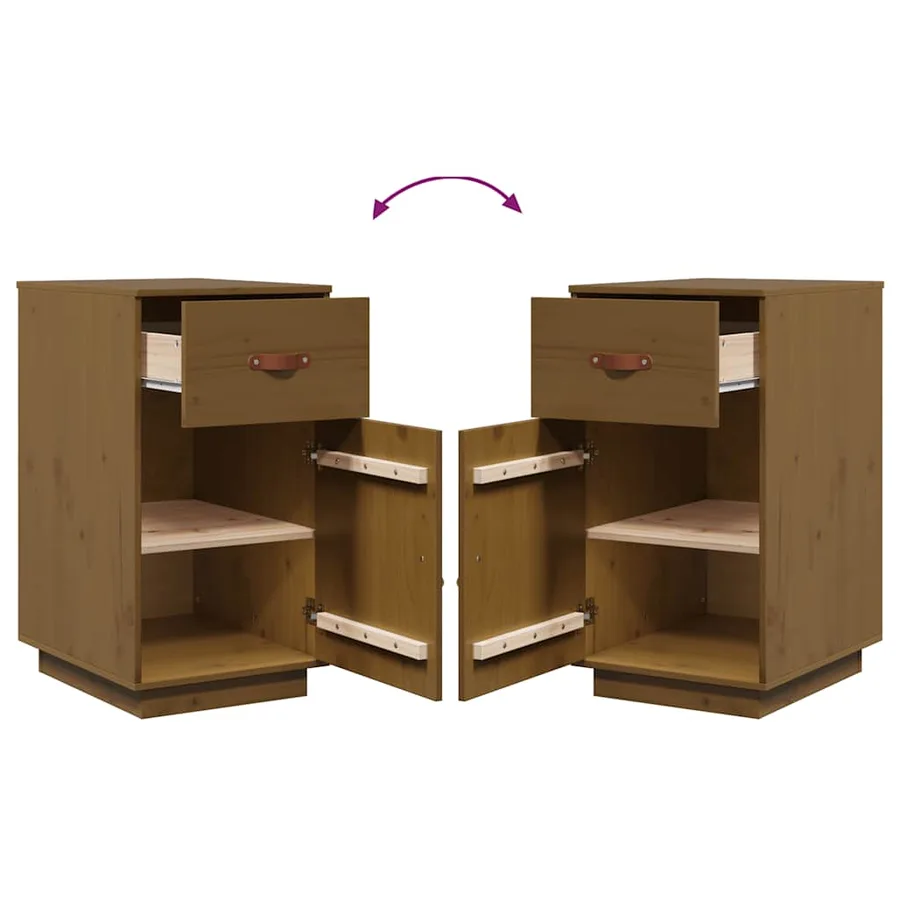 Armoire de bureau Marron miel 40x50x75 cm Bois massif de pin - 9