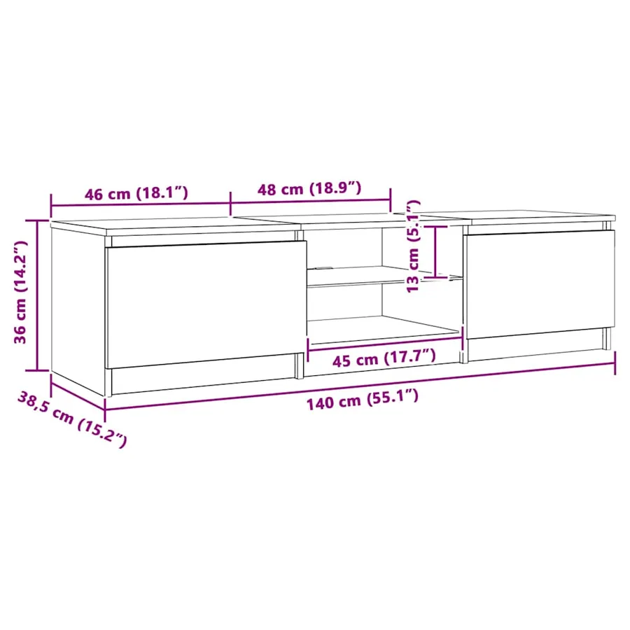 Meuble TV avec lumières LED Chêne fumé 140x40x36 cm - 14